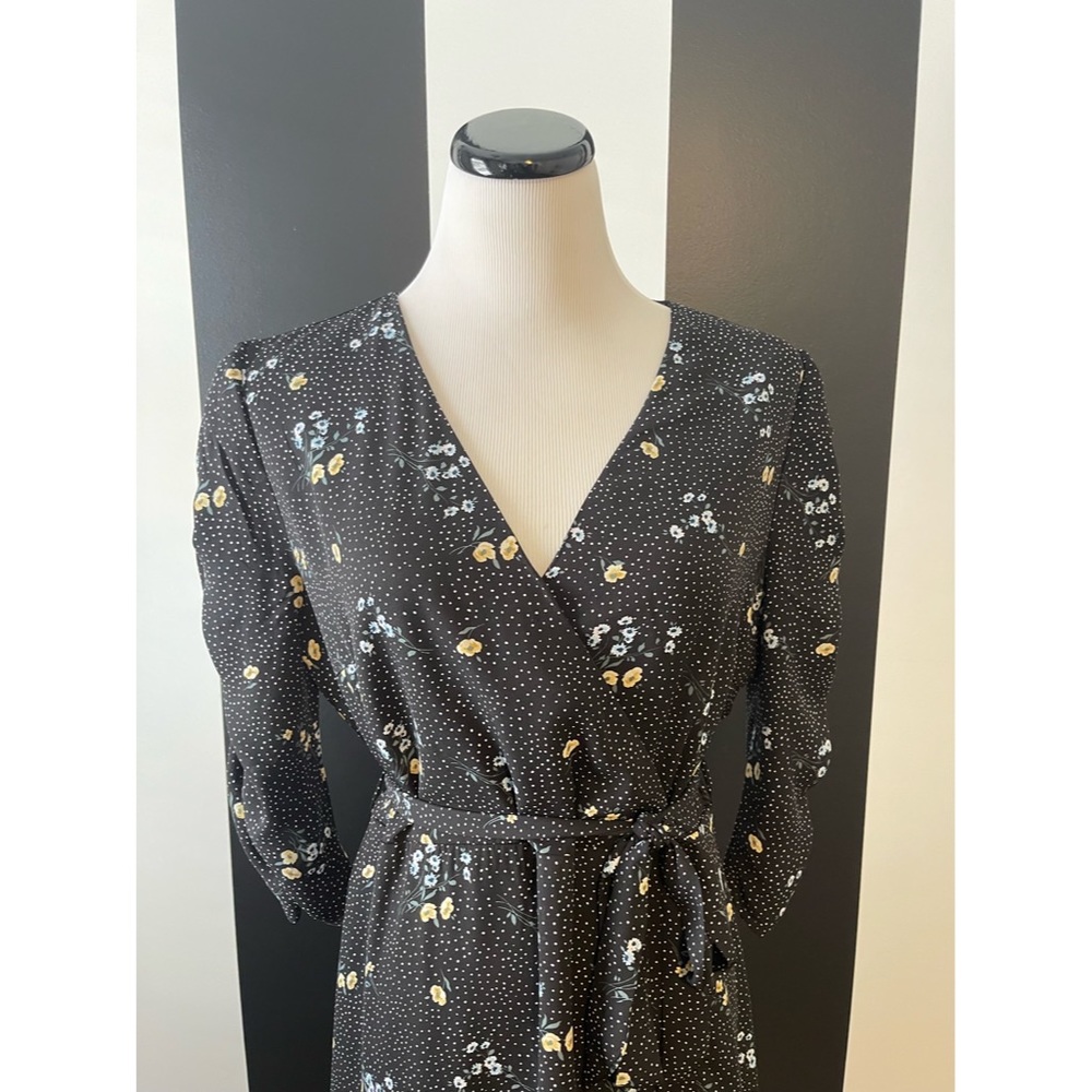 Black Floral A-Line Dress
